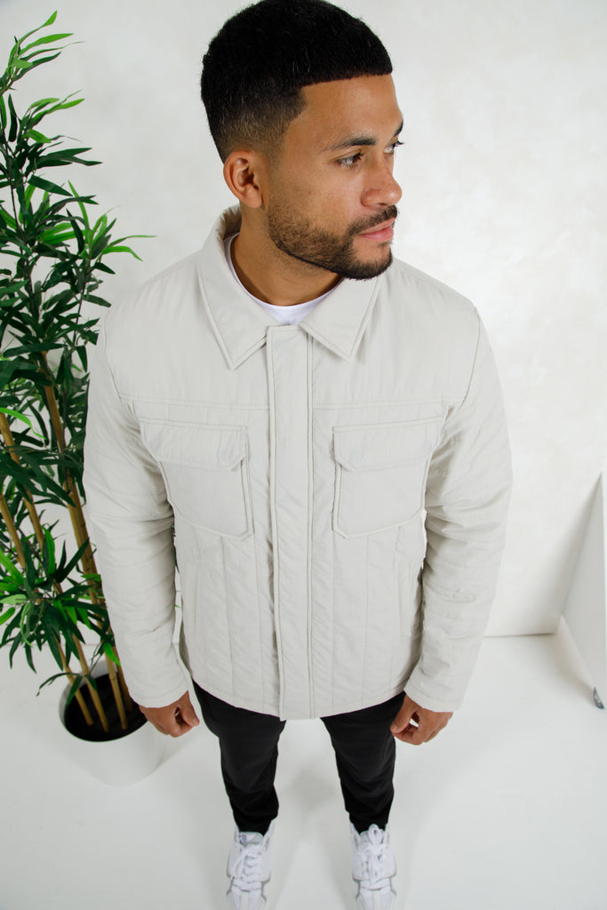 Soft Crinkle Quilted Jacket - Grey