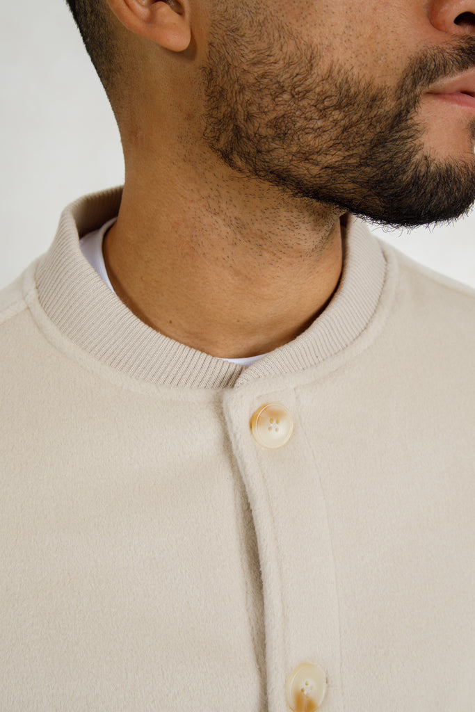 Premium Boucle Bomber Jacket - Beige
