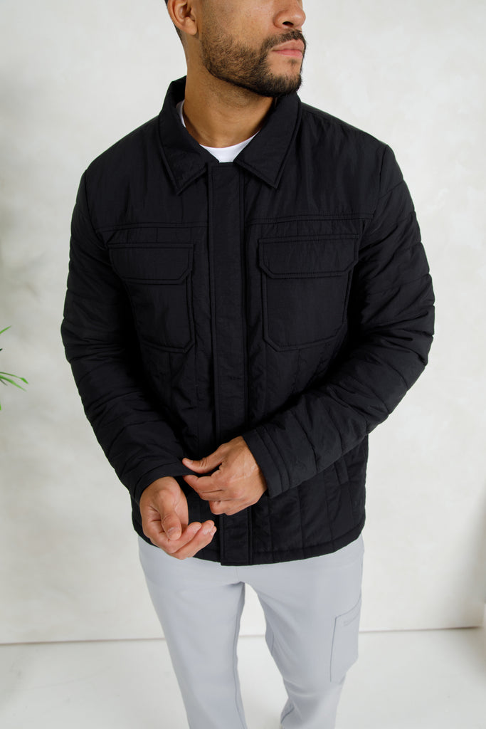 Soft Crinkle Quilted Jacket - Black