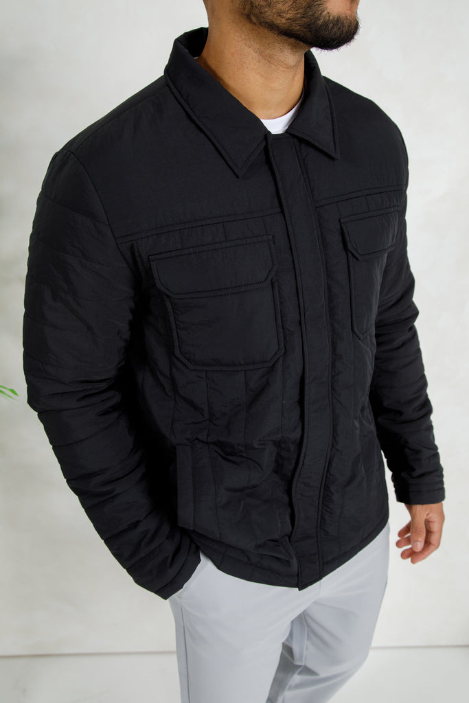 Soft Crinkle Quilted Jacket - Black