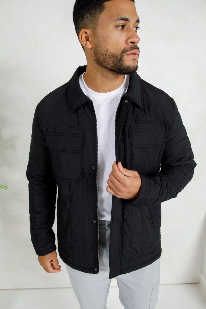 Soft Crinkle Quilted Jacket - Black