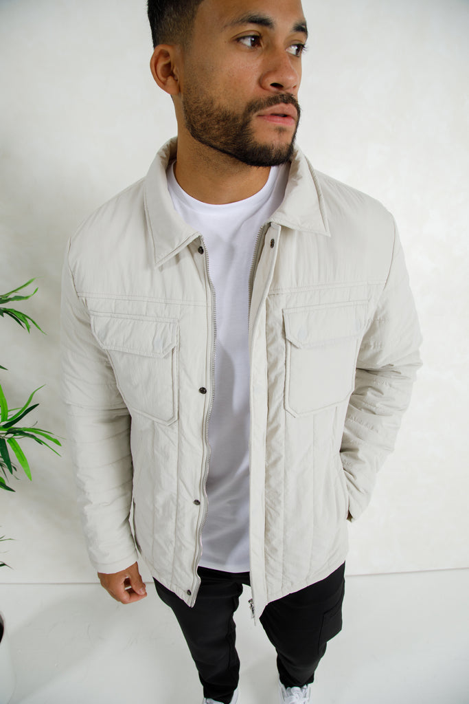 Soft Crinkle Quilted Jacket - Grey