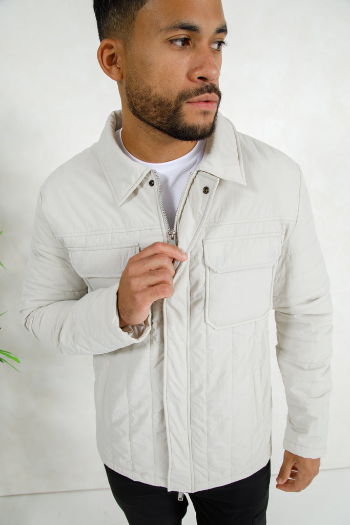 Soft Crinkle Quilted Jacket - Grey
