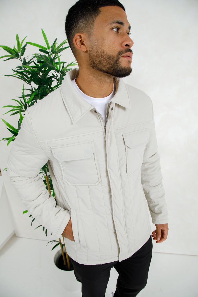 Soft Crinkle Quilted Jacket - Grey