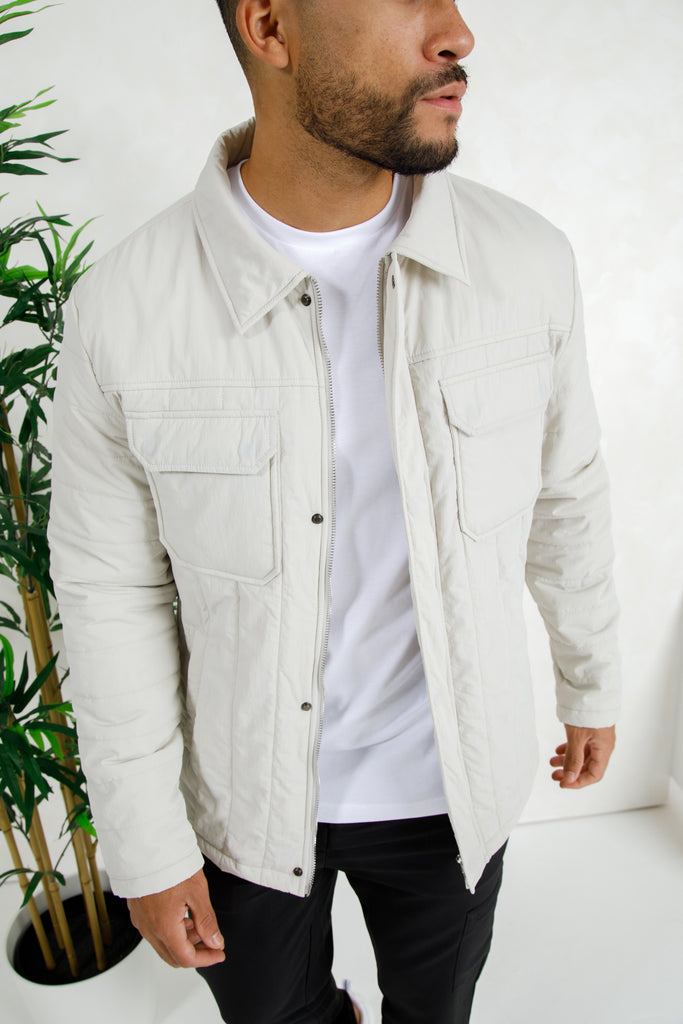 Soft Crinkle Quilted Jacket - Grey