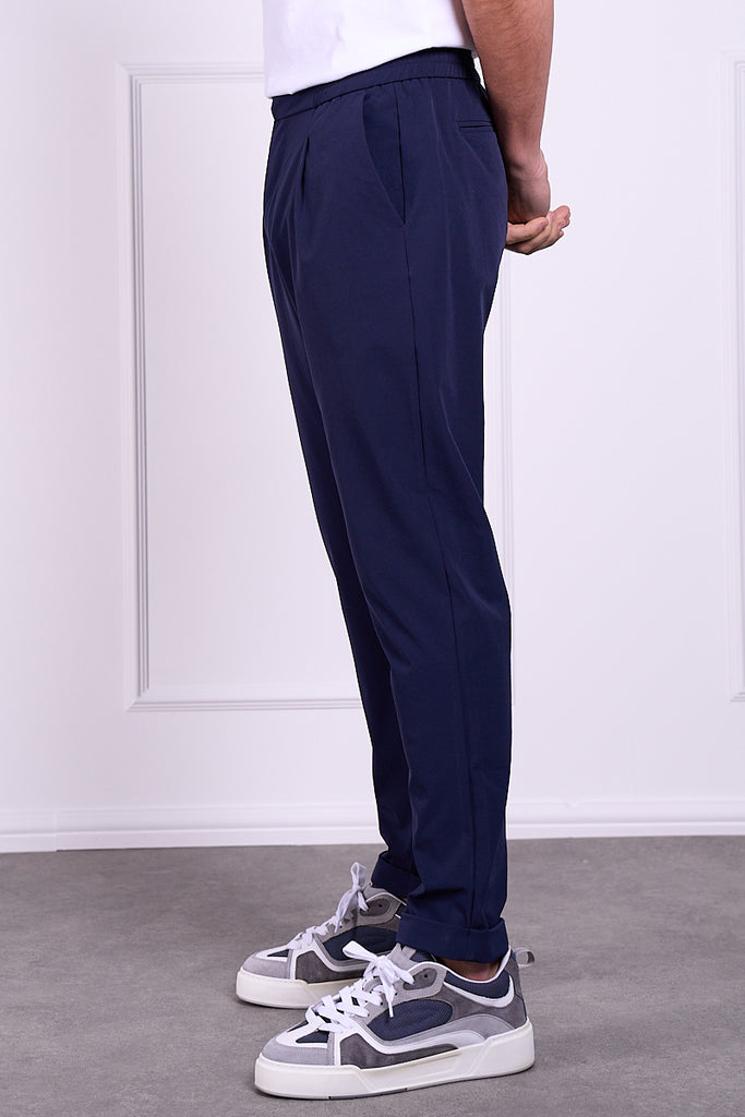 Premium Tapered Turn-Up Pants - Navy