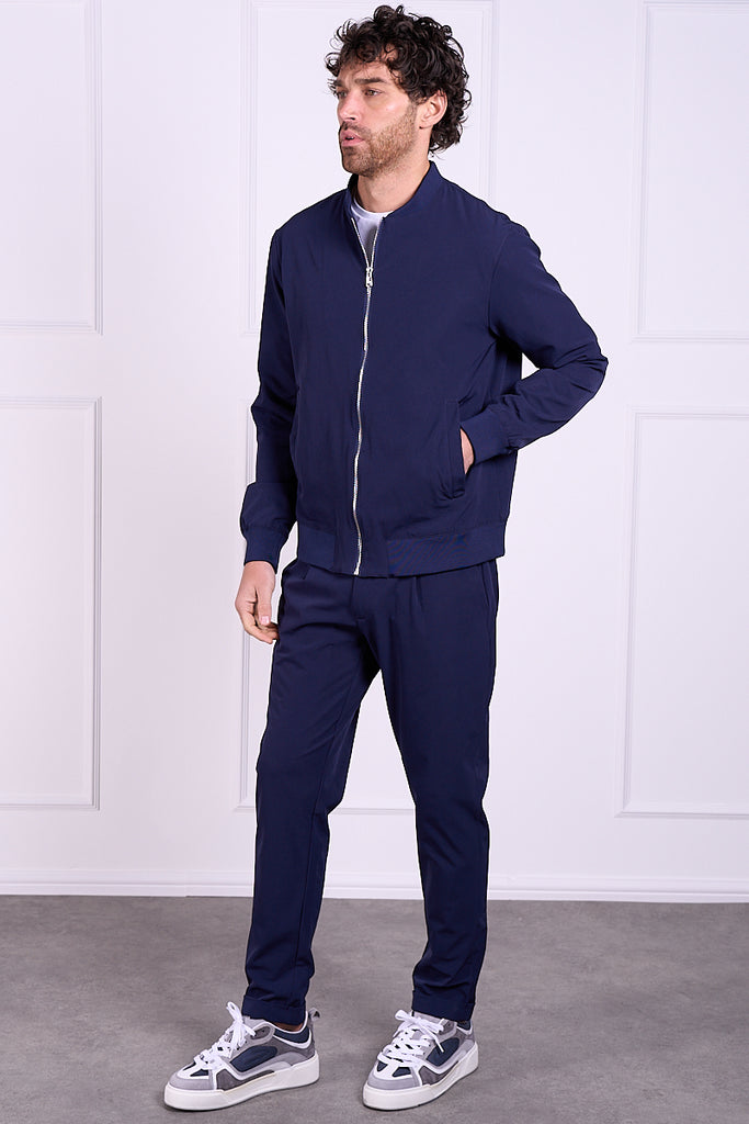 Premium Tapered Turn-Up Pants - Navy