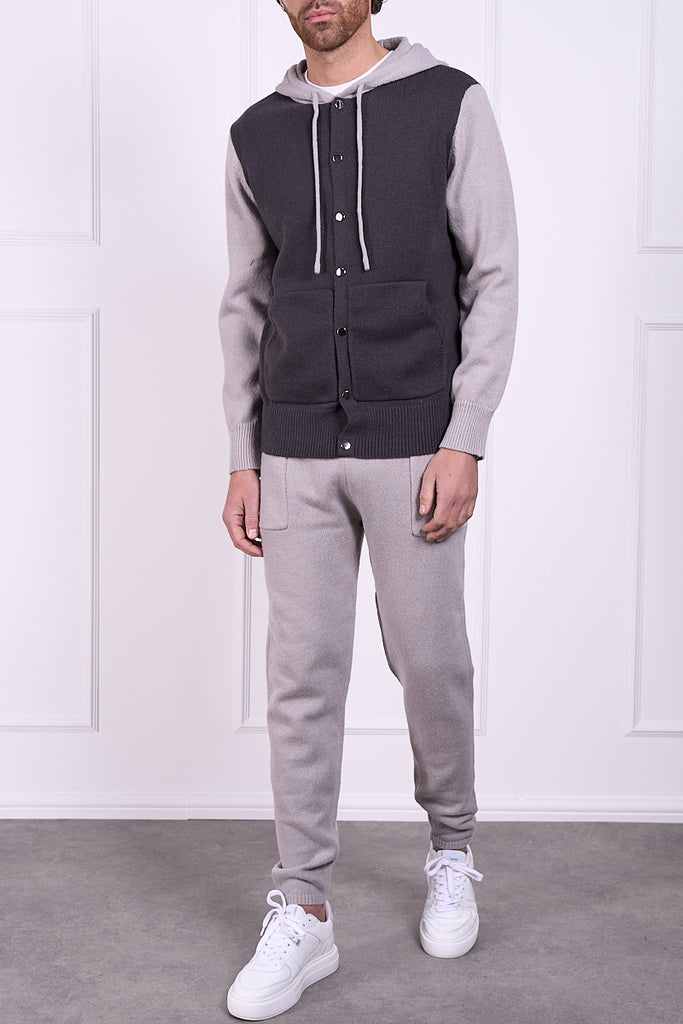 Panel Knitted Joggers - Grey