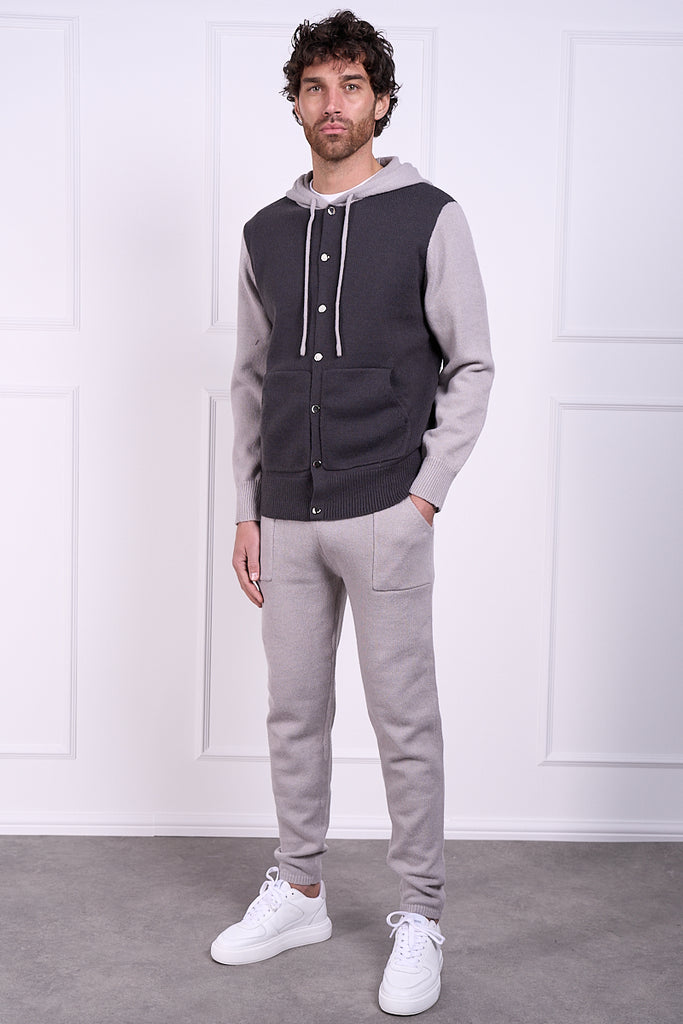 Panel Knitted Joggers - Grey