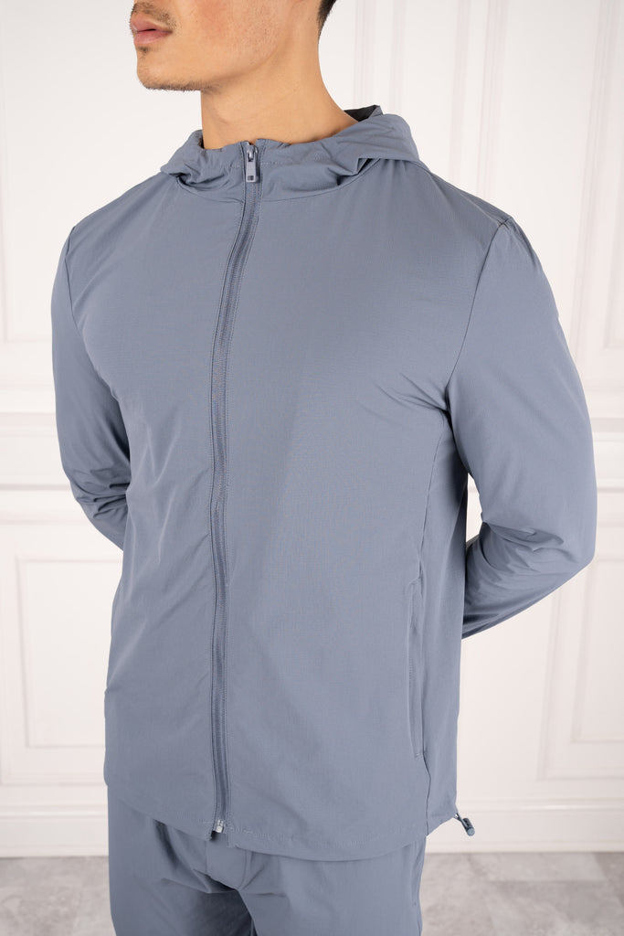 Premium Technical Windbreaker Jacket - Steel Blue