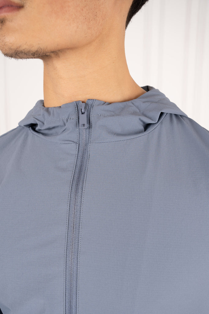 Premium Technical Windbreaker Jacket - Steel Blue