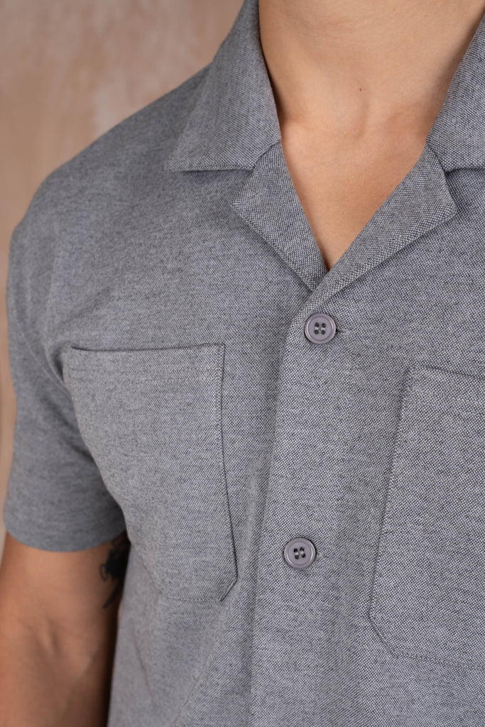 Marl Revere Collar Shirt - Grey