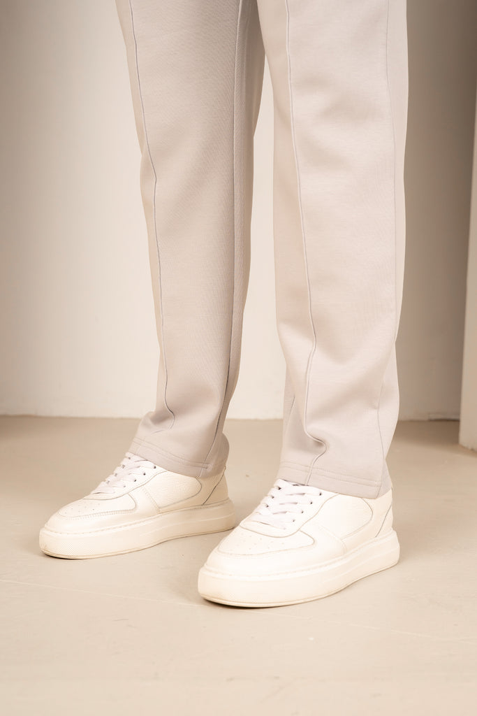 Pintuck Interlock Jogger - Light Grey