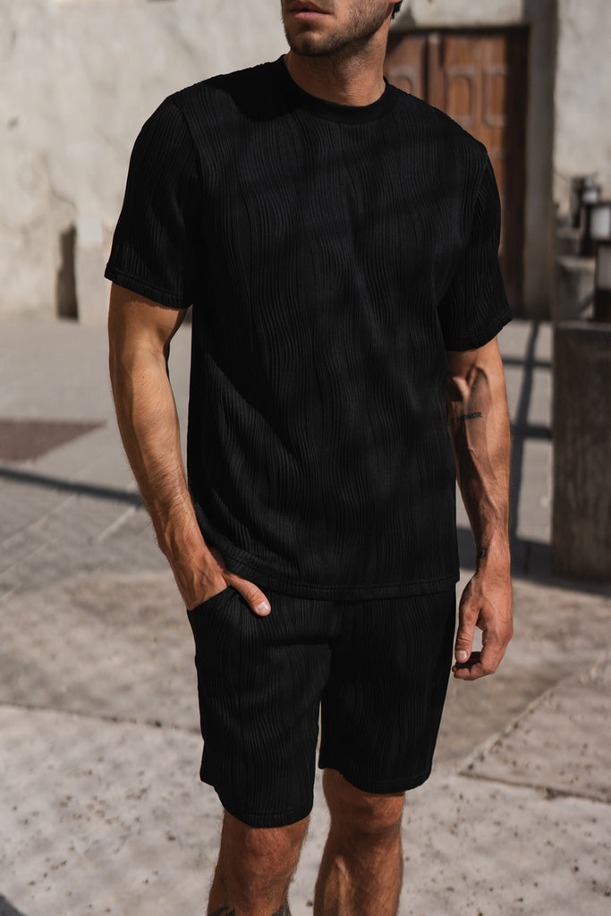 Ripple Texture Shorts - Black