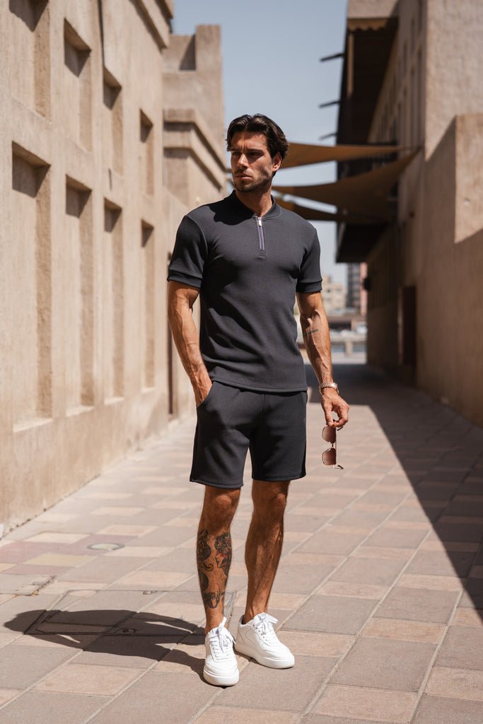 Slim Fit Stretch Shorts - Charcoal