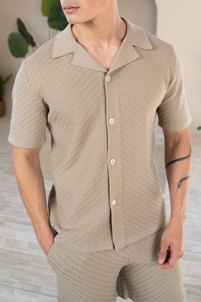 Herringbone Short - Taupe