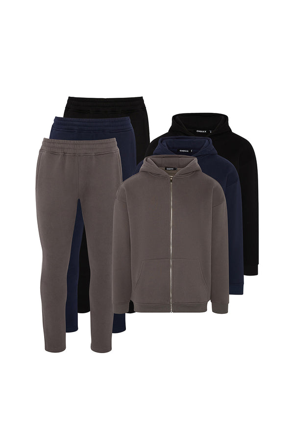 Premium Luxe Straight Leg Tracksuit - 3 Colour (Charcoal, Navy, Black) - 3 Pack