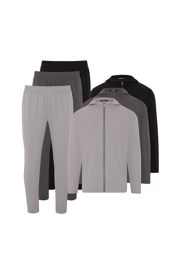 Premium Technical Windbreaker Tracksuit  - 3 Colours Pack (Grey, Charcoal, Black) - 3 Pack