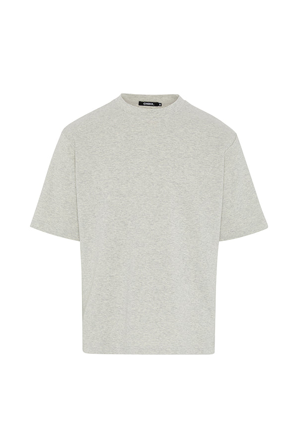 Boxy Fit Oversized T-Shirt - Grey Marl