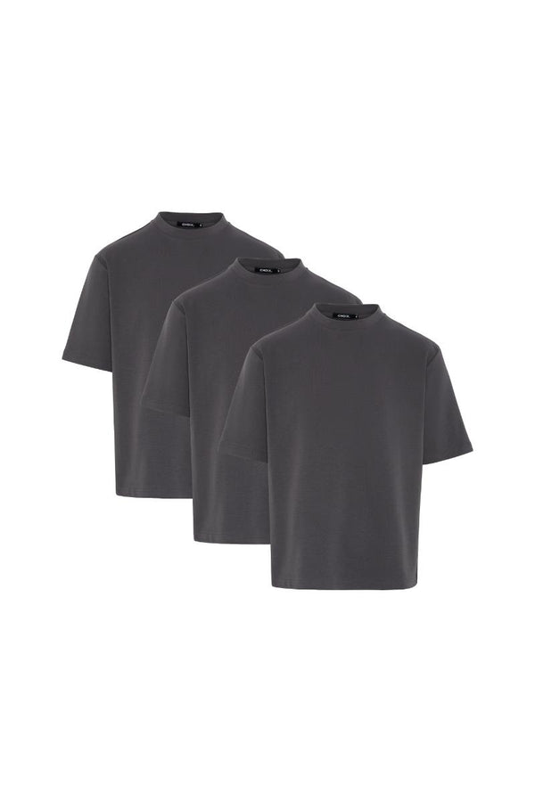 Boxy Fit Oversized T-Shirt - Charcoal - 3 Pack