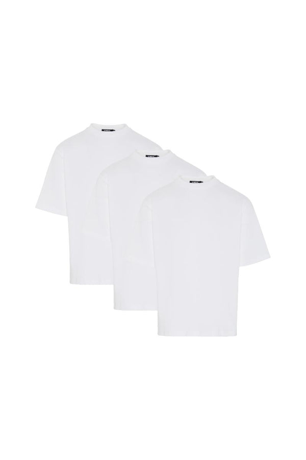 Boxy Fit Oversized T-Shirt - White - 3 Pack