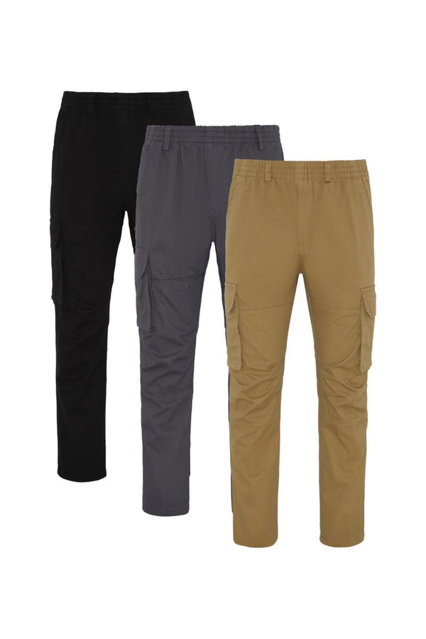 Regular Fit Utility Cargo Pant - Mixed (Black, Charcoal, Beige) - 3 Pack