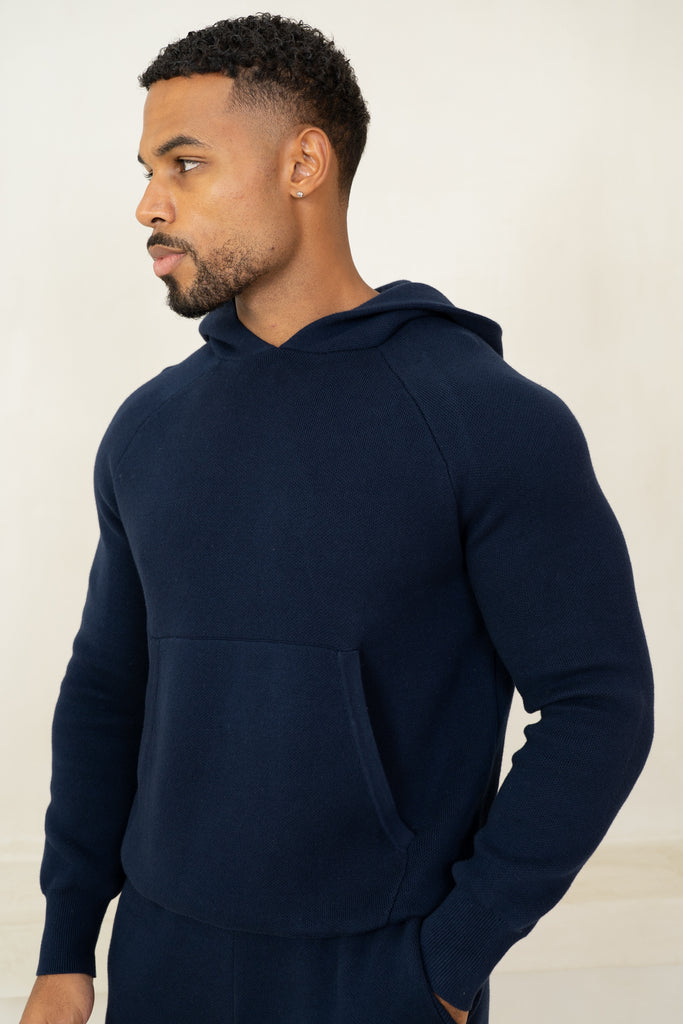 Auren Premium Knitted Hoodie - Navy