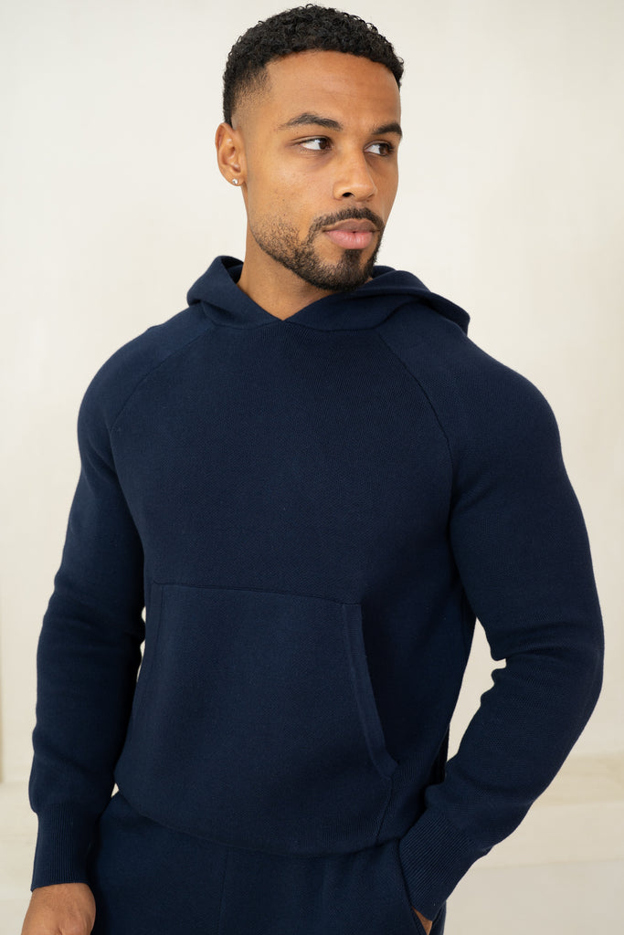 Auren Premium Knitted Hoodie - Navy