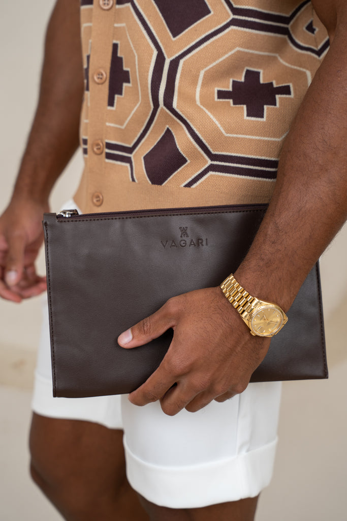 Aztec Button Up Knitted Shirt - Brown