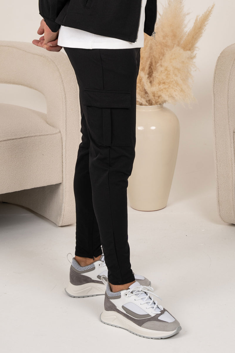 Premium Detail Cargo Pants - Black