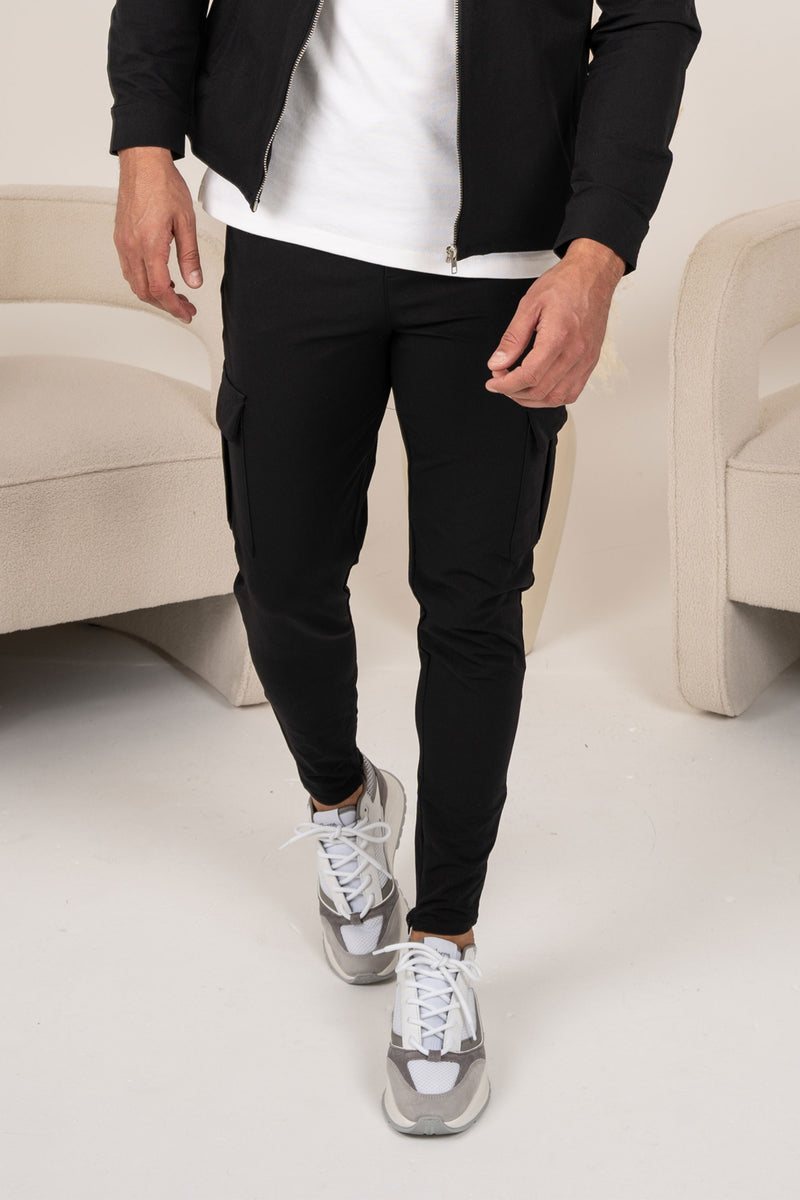 Premium Detail Cargo Pants - Black