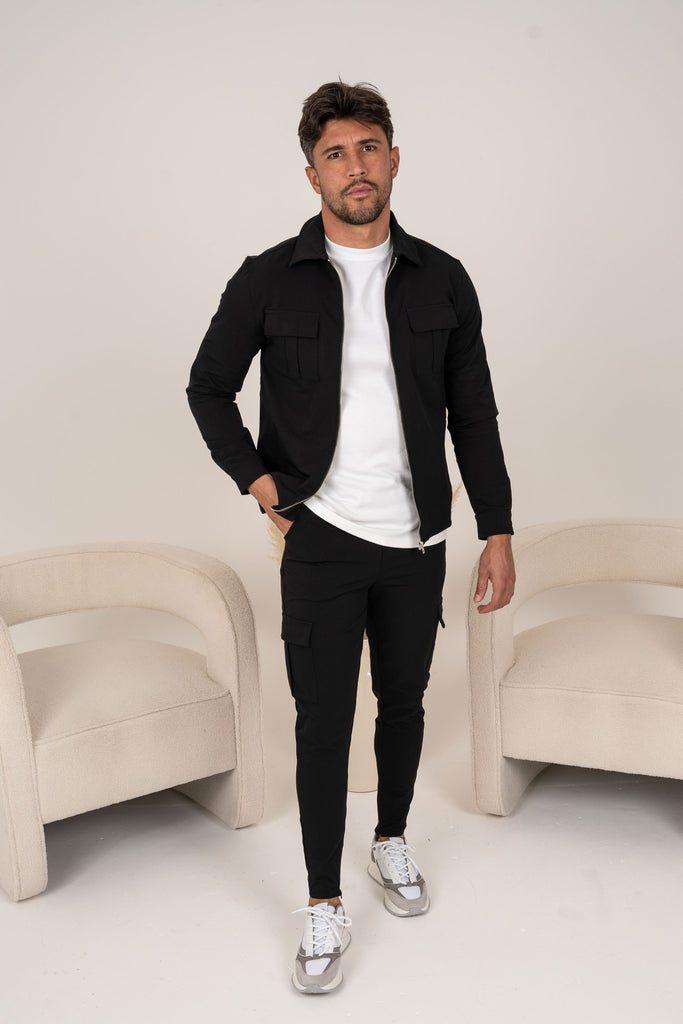 Premium Detail Cargo Pants - Black