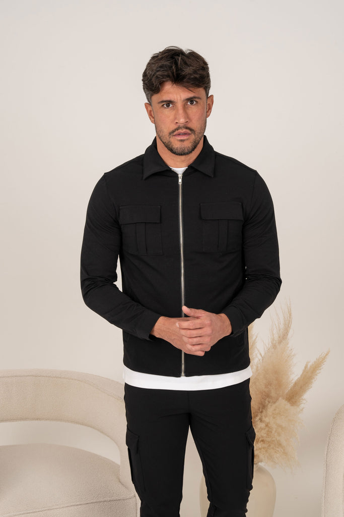 Premium Detail Cargo Pants - Black