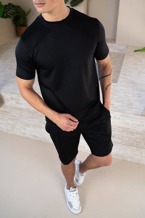Premium Scuba Pintuck Shorts - Black