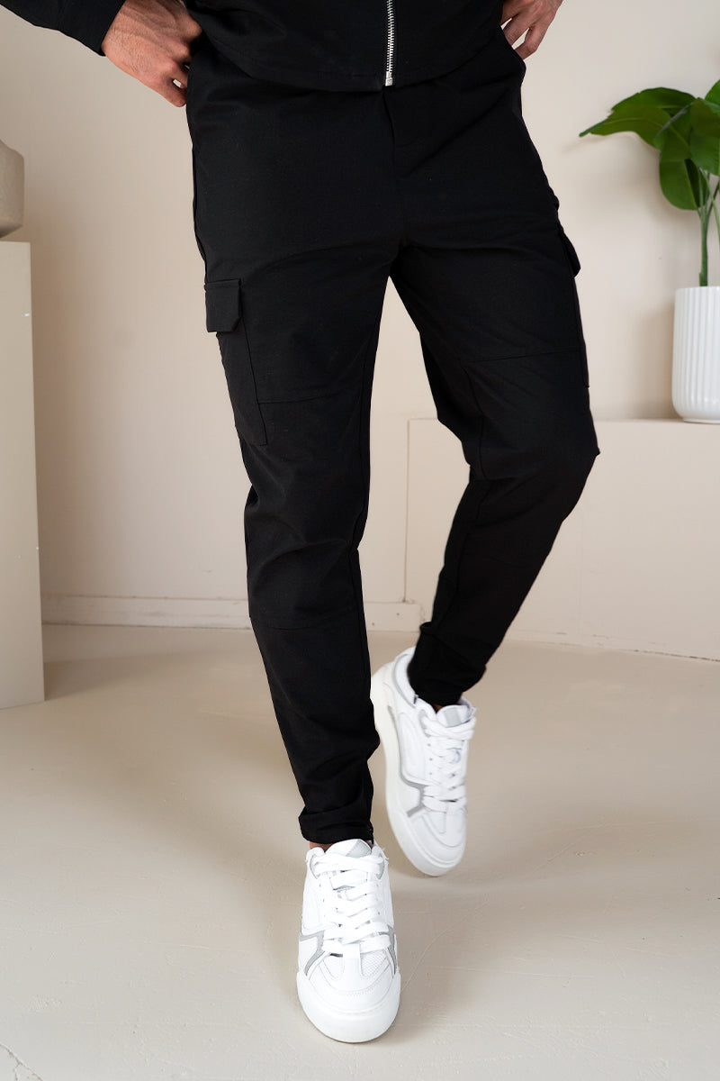 Premium Detail Cargo Pants V2 - Black