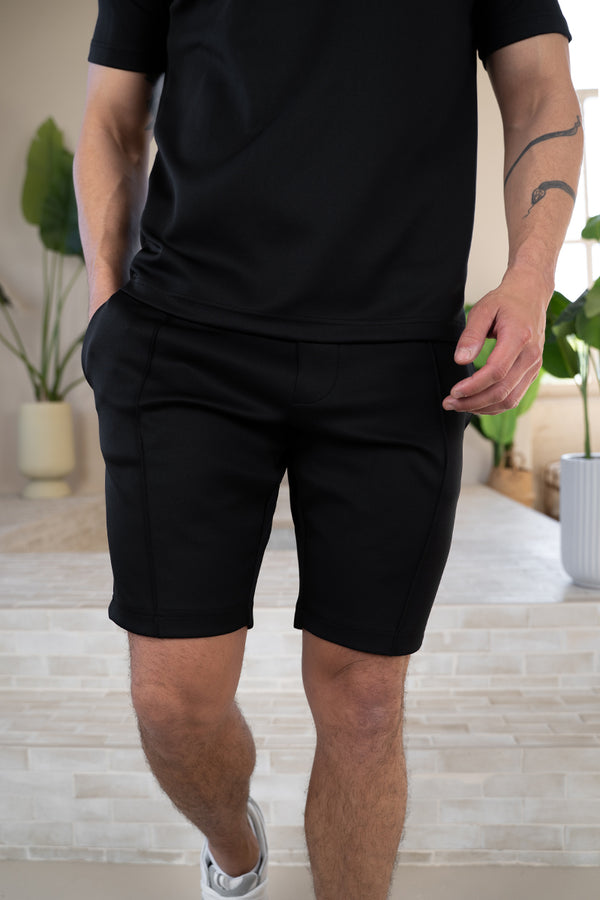 Premium Scuba Pintuck Shorts - Black
