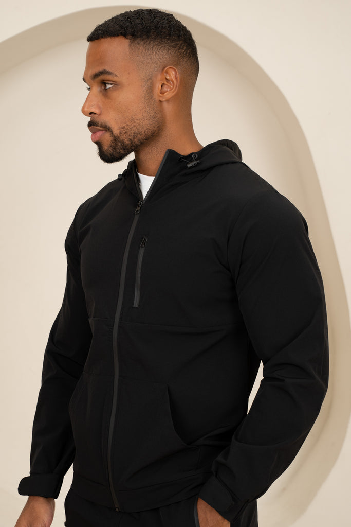 Brushed Tech Windbreaker Jacket - Black