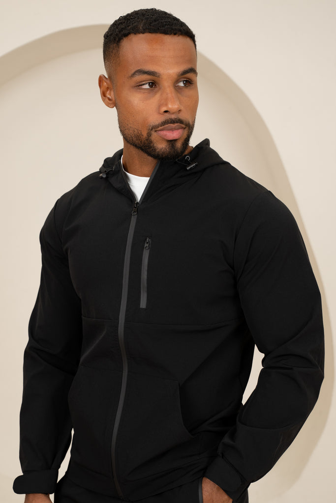 Brushed Tech Windbreaker Jacket - Black