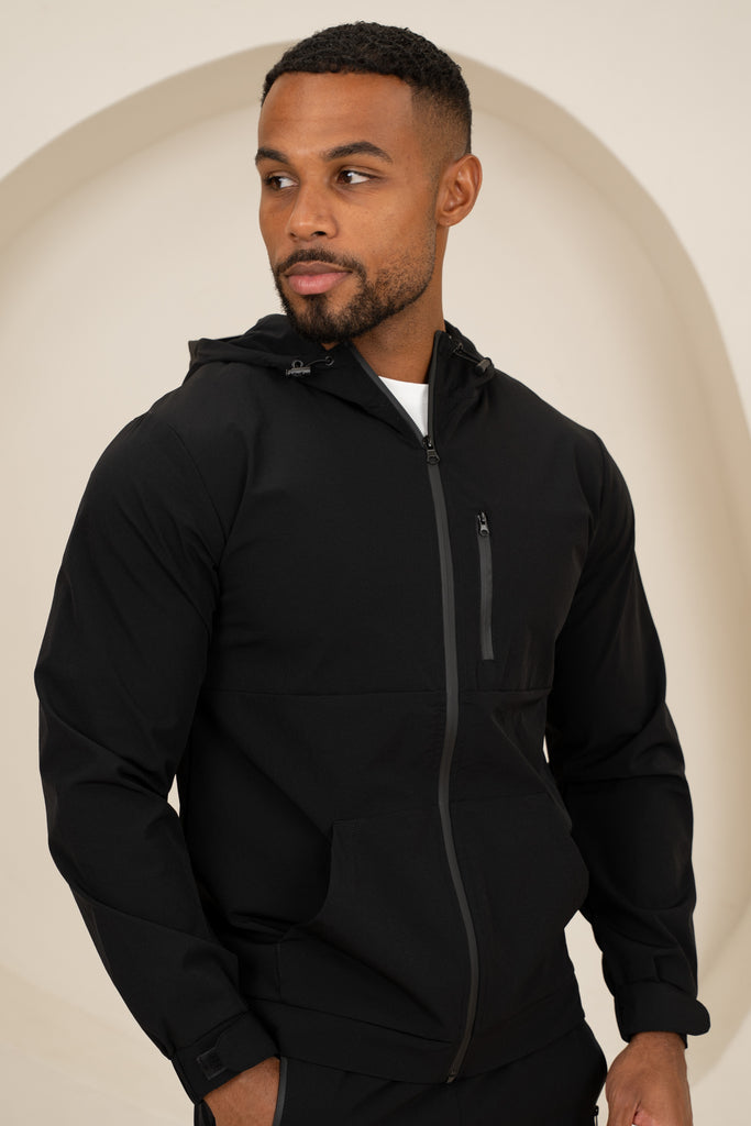 Brushed Tech Windbreaker Jacket - Black
