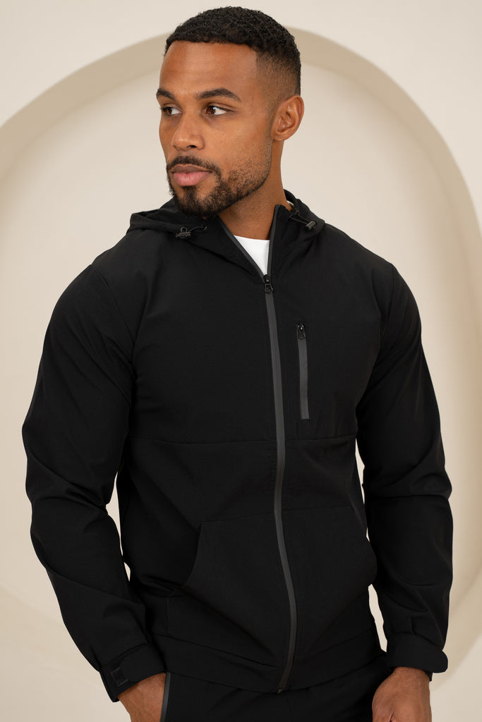 Brushed Tech Windbreaker Jacket - Black
