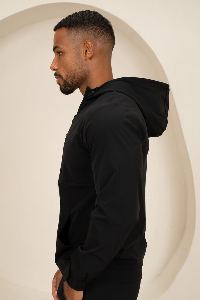 Brushed Tech Windbreaker Jacket - Black
