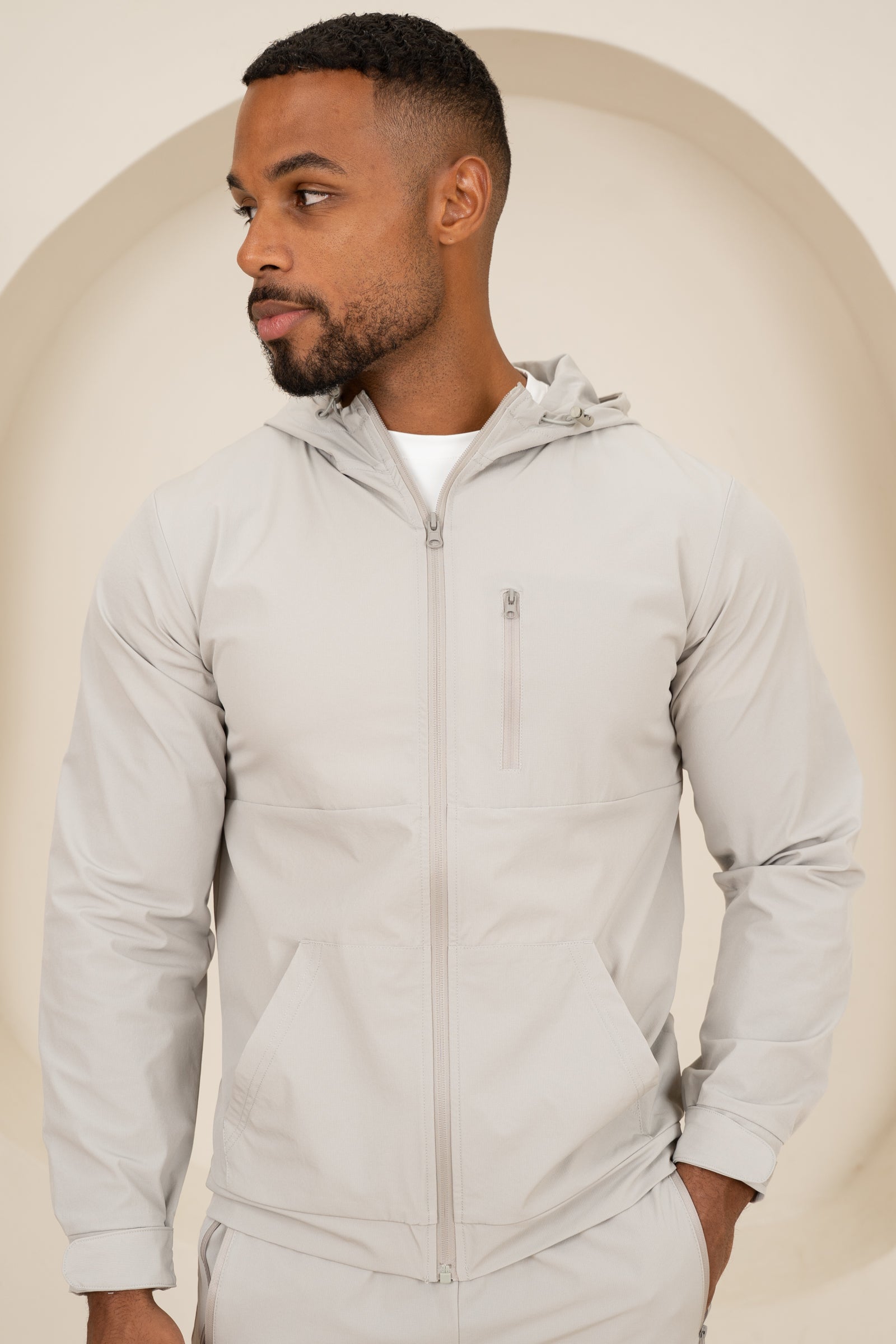 Brushed Tech Windbreaker Jacket - Grey