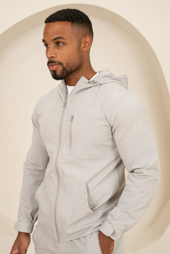 Brushed Tech Windbreaker Jacket - Grey