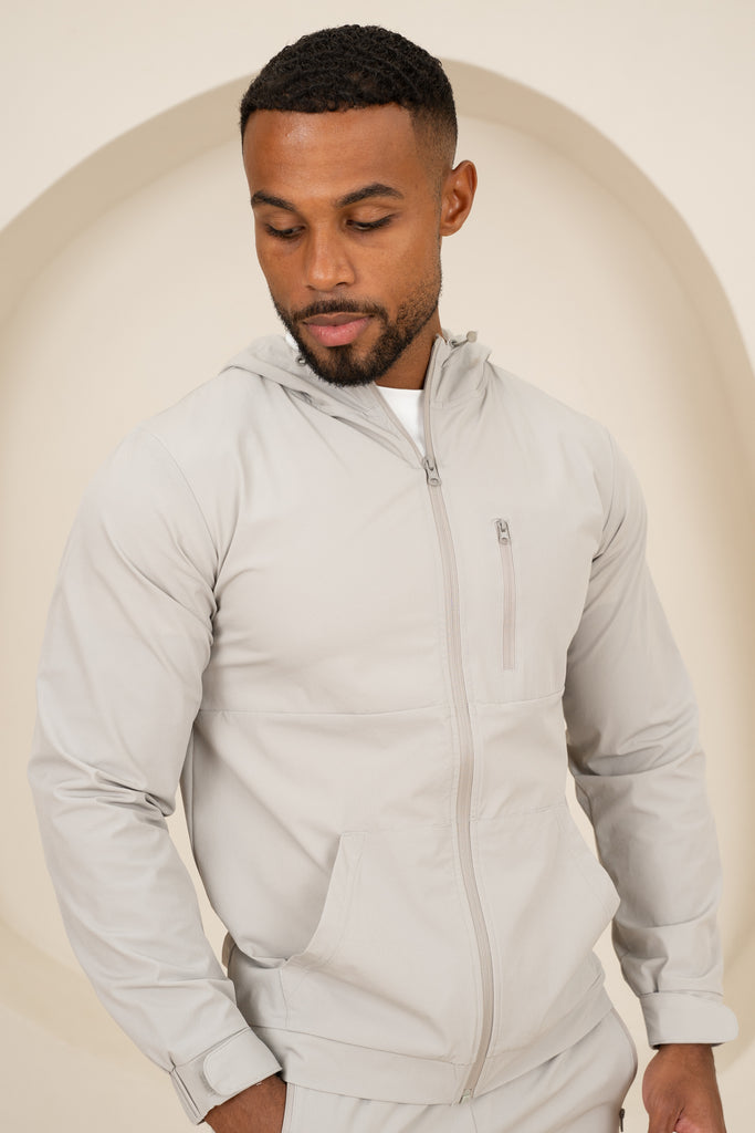Brushed Tech Windbreaker Jacket - Grey
