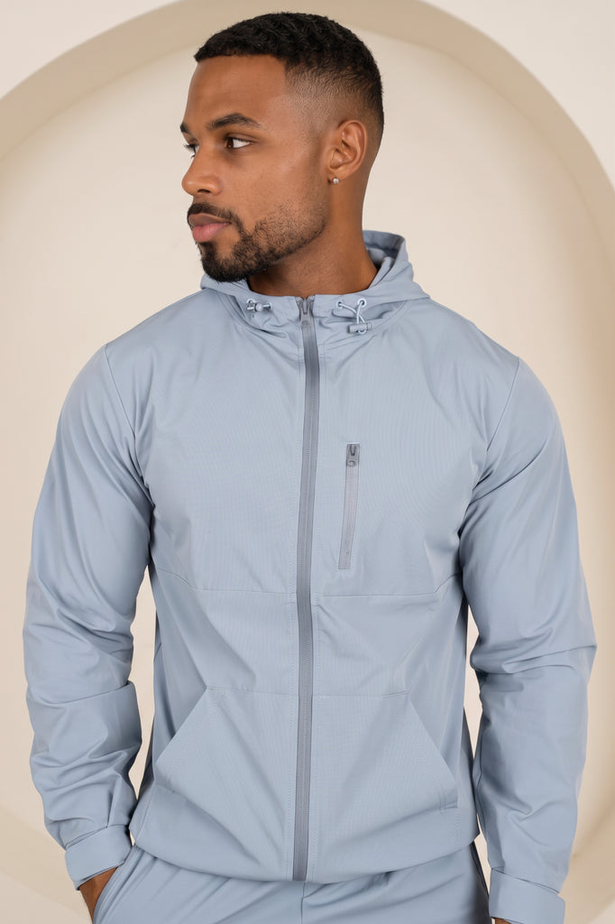 Brushed Tech Windbreaker Jacket - Pastel Blue
