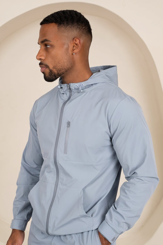 Brushed Tech Windbreaker Jacket - Pastel Blue