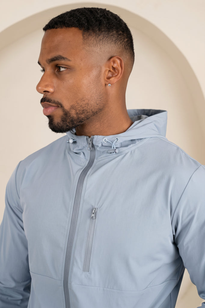 Brushed Tech Windbreaker Jacket - Pastel Blue