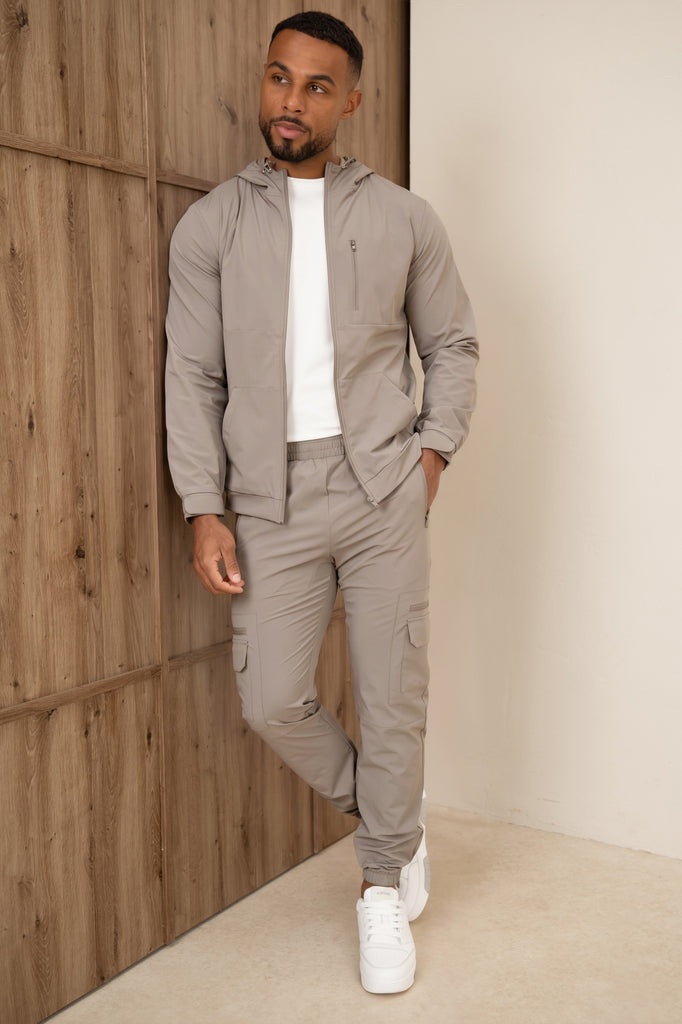 Brushed Tech Windbreaker Jacket - Taupe