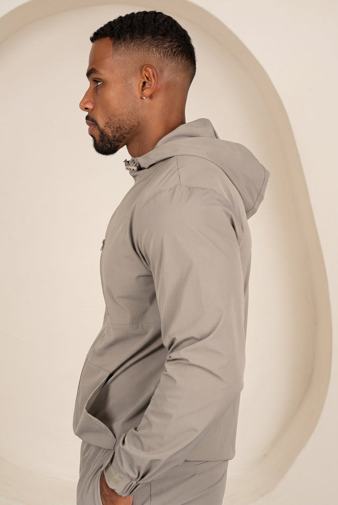 Brushed Tech Windbreaker Jacket - Taupe