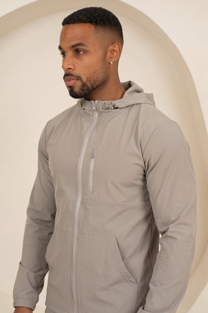 Brushed Tech Windbreaker Jacket - Taupe